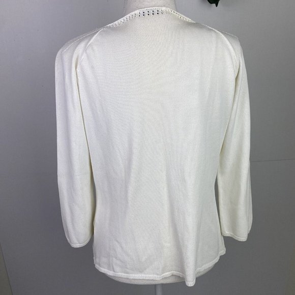 Chelsea Design Size M White Knit Cardigan - Picture 6 of 8